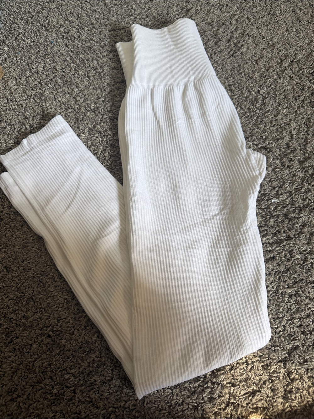 Warner's White Ribbed High-Rise Leggings
